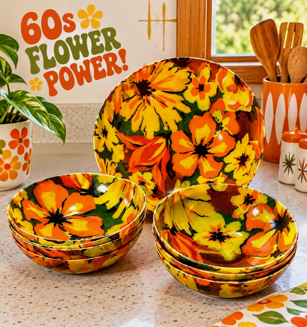 80's ヴィンテージ フラワーシェイプガラスボウル ミッドセンチュリー Mid Century Fiberglass Salad Bowl - Etsy
