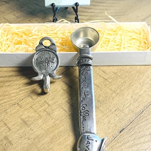 Metal Morphosis Pewter Coffee Scoop Wall Hanger Set, Java Joe Artisan Kitchen Art