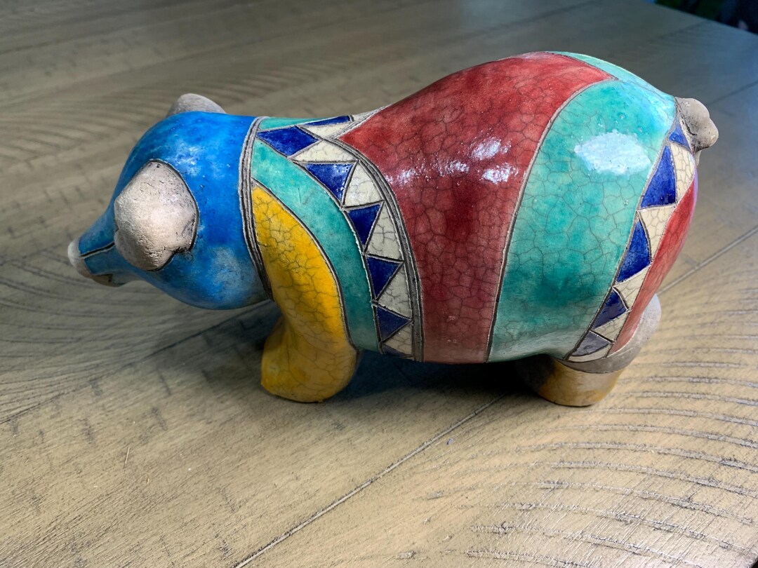 Vintage South African Raku Pottery Animal Figurine Handmade Ceramic ...