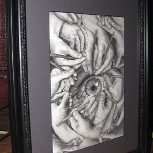 Drawn to See, Original Drawing Matted and Framed