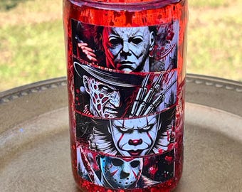 Horror Movie Snowglobe Tumbler | Blood Drip, Halloween Cup