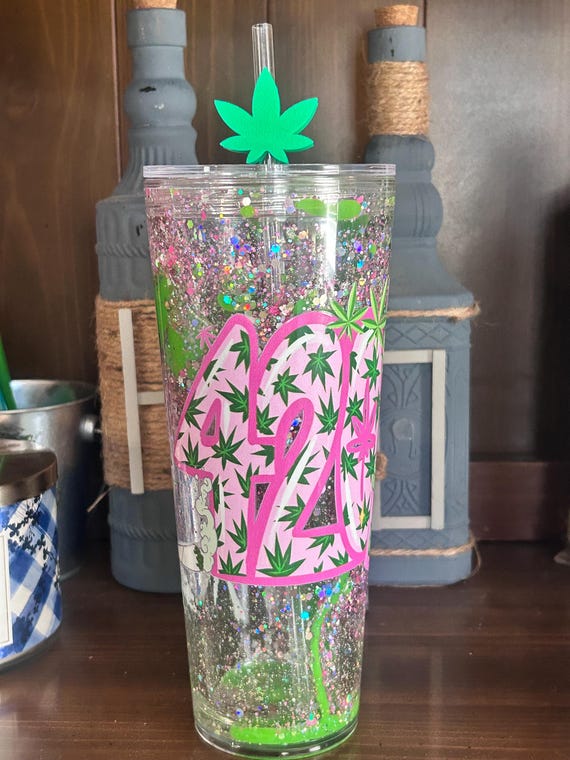 420 Best Buds Snowglobe Tumbler: Handmade Neon Lava Glitter Cup - Etsy