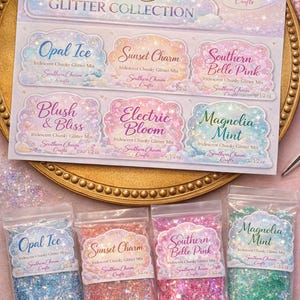 Iridescent Glitter Mix 1/2 oz | Color Shift Chunky Glitter | Opal Ice, Electric Bloom, Magnolia Mint | DIY Tumblers, Resin, Crafts |