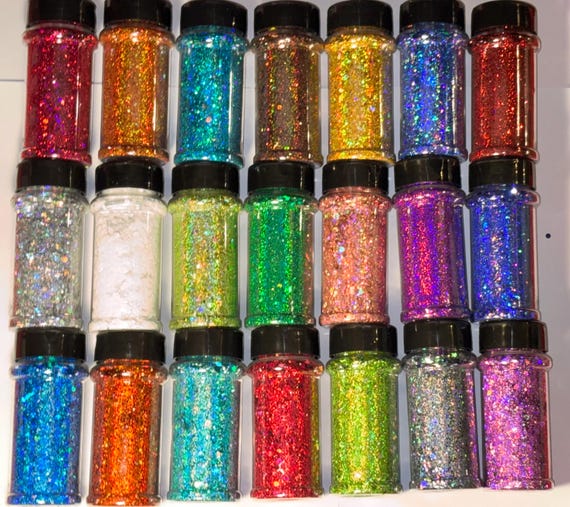 Holographic Rainbow Chunky Glitter 2 oz shaker jarslPremium Polyester glitter for diy nail art or epoxy resin
