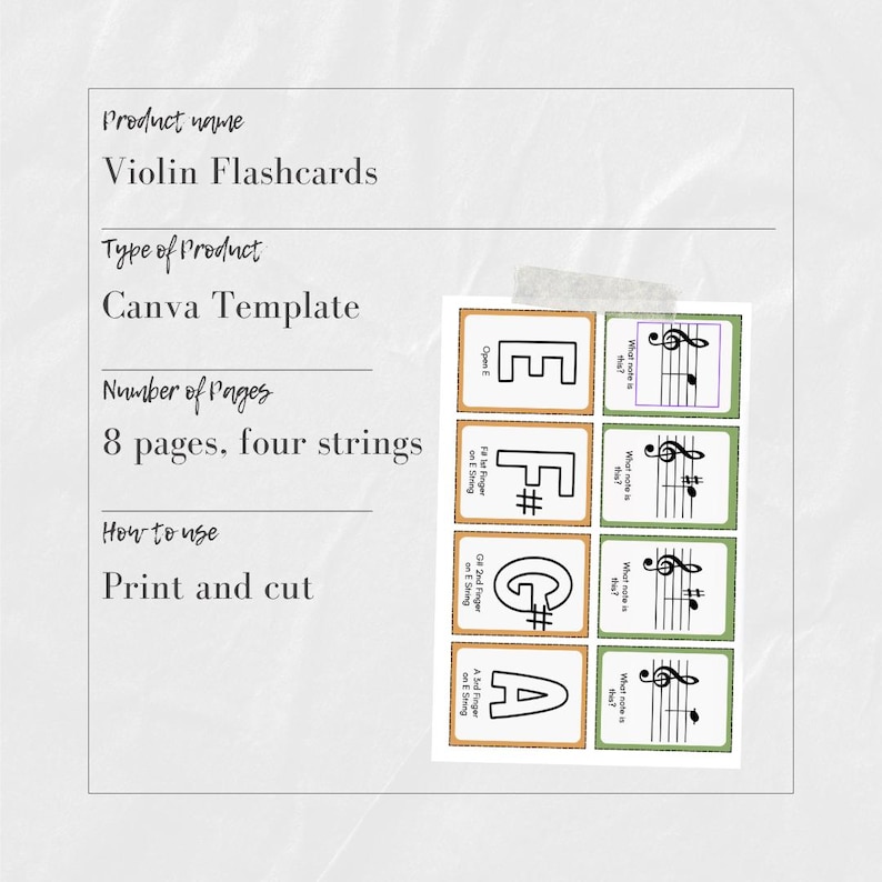 Violin Flashcards - Etsy