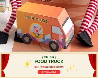 Food truck di carta stampabile per bambini – Giocattolo di carta da tagliare e piegare in formato PDF