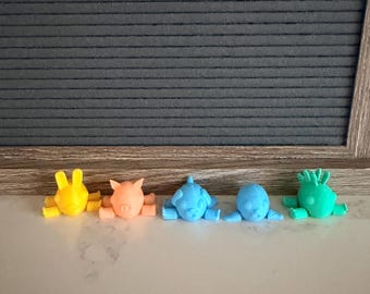 Set of 3D printed fidget animals