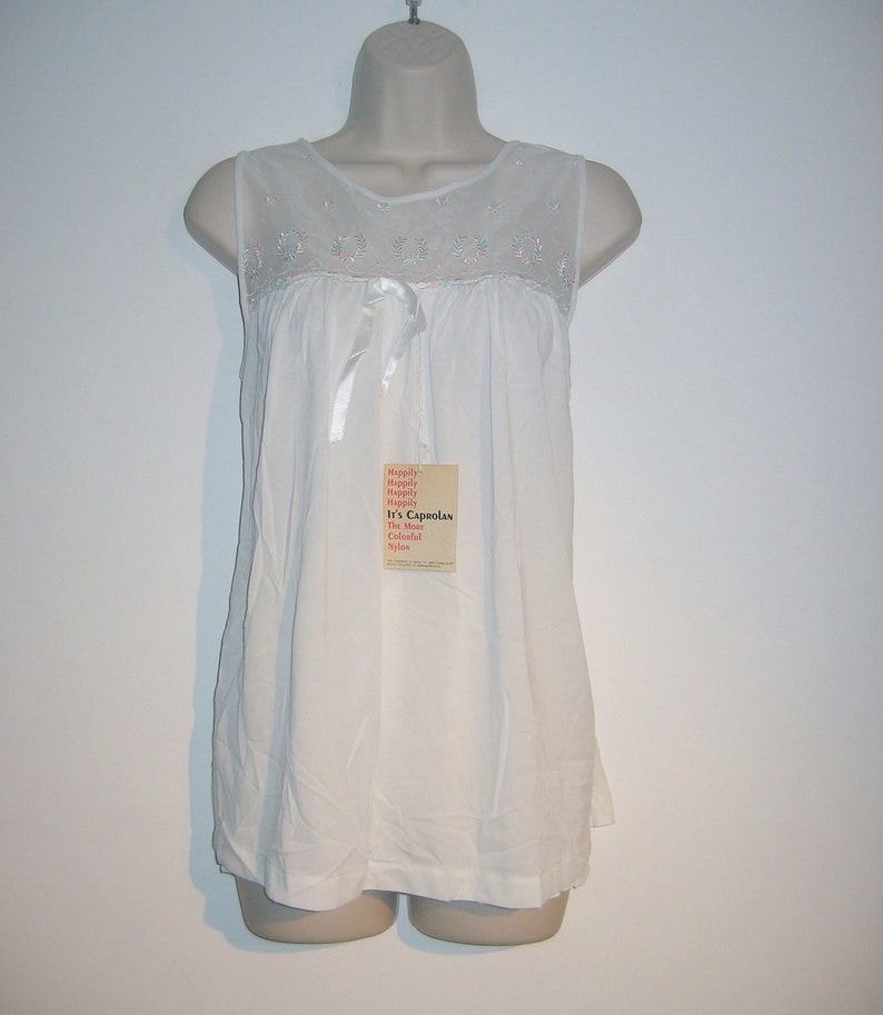 all Nylon Nightie White Baby Doll Lolita Mad Men Size Small Mod 60/'s Babydoll /& PANTY Vintage Nightgown
