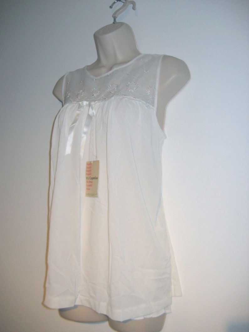 all Nylon Nightie White Baby Doll Lolita Mad Men Size Small Mod 60/'s Babydoll /& PANTY Vintage Nightgown