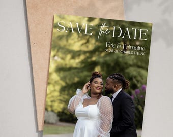 Modern Photo Save the Date Template (Canva, Instant Download)