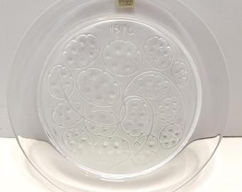 Vintage Lalique 1974 jaarlijkse "Silver Pennies" "Sous D'Argent" Franse loden kristallen plaat