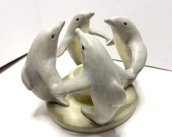 Bougeoir vintage « Circles of the World » en grès sur le thème des dauphins de Penco