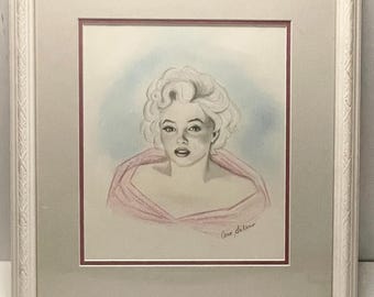 Vintage Framed Marylin Monroe Drawing Signed “Cero Salino”