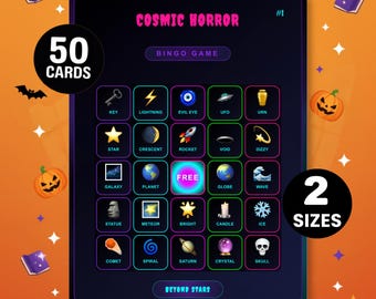 Cosmic Horror Bingo Game: 50 Sci-Fi Halloween Cards