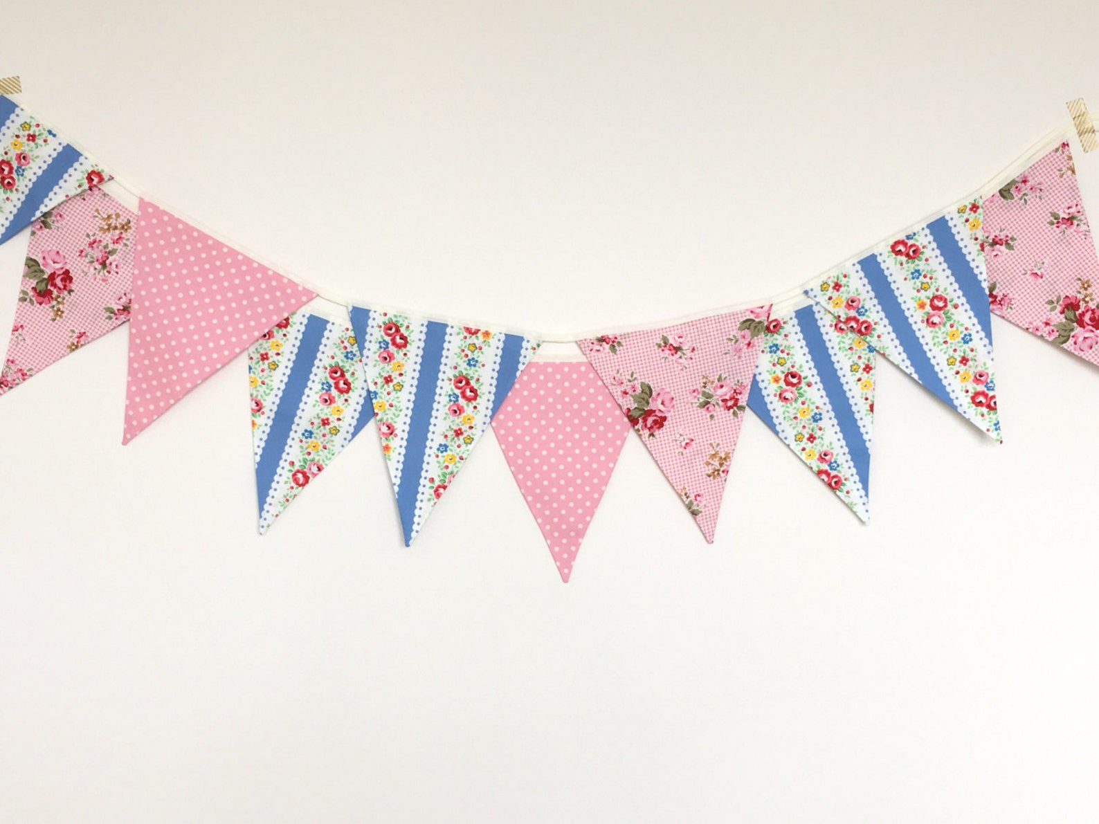 New Pink and Blue Fabric Banners Garland Wedding Etsy