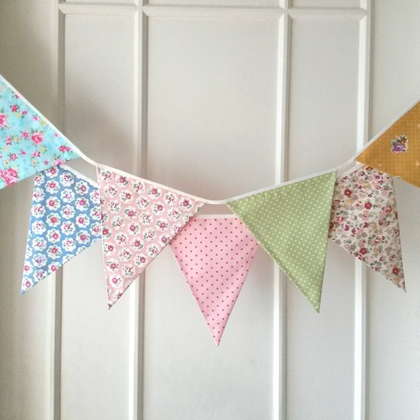 Spring Fabric Banners, Wedding Bunting, Garland, Floral,Shabby Chic- 3 yards (3rd version)
