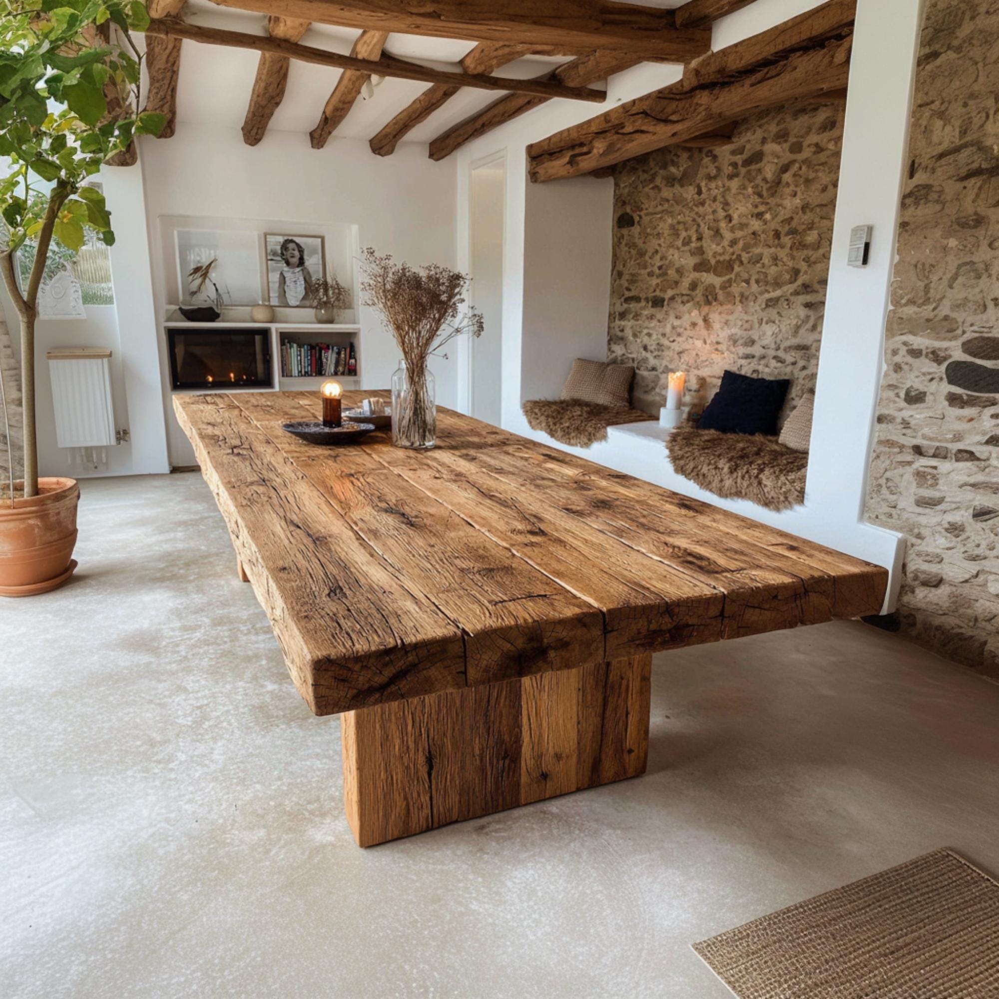 Wooden Table – Rustic Wood Table – Handmade Farmhouse Table – Solid ...