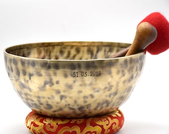 31.03.2018 Worm Blue Full Moon Singing Bowl - Tybetańskie ręcznie robione misy śpiewające - Uzdrawianie wewnętrznym spokojem - Uzdrawianie dźwiękiem, medytacja, równowaga energetyczna