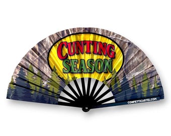 Cunting Season Rave Fan: Large Folding Clack Fan, Festival Accessory