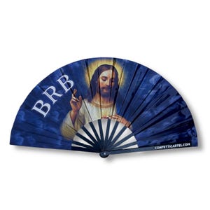 Jesus BRB Rave Fan: Large Folding Clack Fan