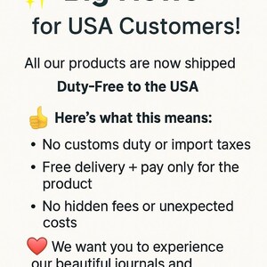 May include: Text graphic with the words "Big News for USA Customers!" and a list of benefits including no customs duty, free delivery, and no hidden fees. The image promotes a duty-free shopping experience.