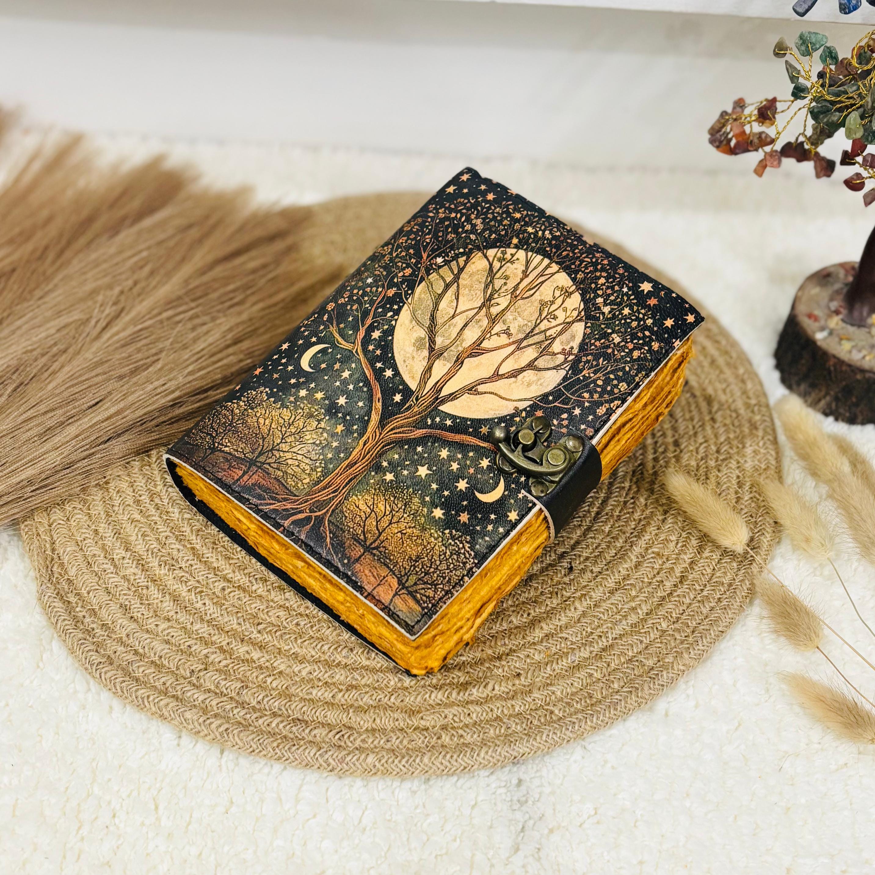 Tree of Life Leather Journal, Vintage Grimoire Book of Shadows - Etsy
