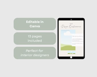 Interior Design Client Questionnaire Template | Editable Canva Intake Form for Designers