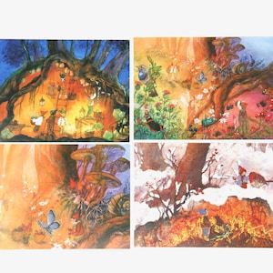 Zwerge Postkarten Set 2  Daniela Drescher / Jahreszeitentisch / Gnom / Waldorf / Winter / schnee