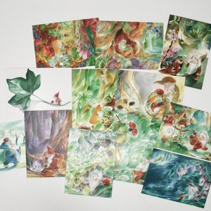 Lot de 12 cartes postales Dreinusshoch Gnome Marie Laure Viriot / Carte postale / image / carte postale / Waldorf / saison / table nature / table saison