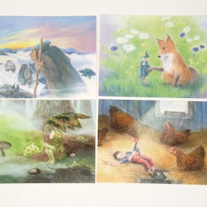 Postcards Set 3  Monika Speck / picture / postcard /  Waldorf / season / nature table / gnome / bird