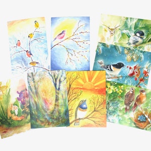 Einzel Postkarten Frühling 3 / Jahreszeitentisch / Waldorf / sommer / Marie Laure Viriot / schnee