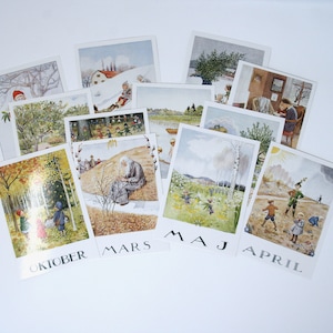 Month Postcard 12 set by Elsa Beskow / Monthly postcards / picture / postcard /  Waldorf / season / nature table / season table