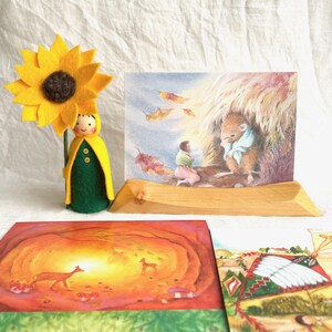 Conjunto de presentes de outono / girassol criança / cartão postal / waldorf / verão / inspirado / natureza mesa flor criança estações