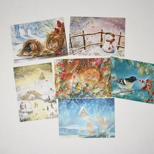 Einzel Postkarten Winter 3 / Wichtel/ Troll / Weihnachtsmann / König Winter / Jahreszeitentisch / Waldorf /