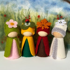 Quatro estações / Waldorf / primavera, verão, outono, inverno / Mesa de estações Peg Doll