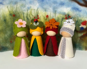 four Seasons / Waldorf / spring, summer, autumn, winter / Peg Doll  seasons tabel