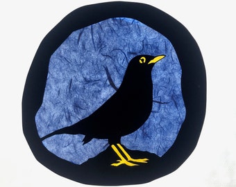 Amsel / Vogel / Waldorf / transparent / Fensterbild / Fensterbilder / Singvogel / Jahreszeitentisch / Natur / Wald