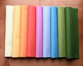 Wool felt "rainbow pastel colors" package 9 pieces / handicrafts / material / new wool / wool / Waldorf / season table