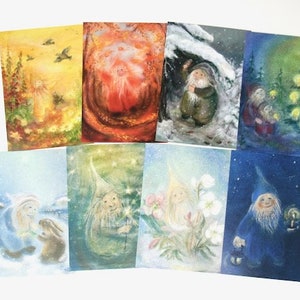 Gnome Postcards Set 5 / nains / gnomes / cartes postales / carte postale / Waldorf / saison / table nature /nain