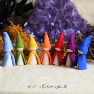 7 little dwarfs rainbow gnome Set / Waldorf Inspired natural Table Peg doll