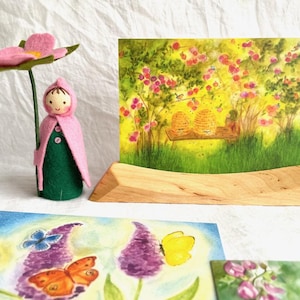 Conjunto de presentes de verão / girassol criança / cartão postal / waldorf / verão / inspirado / natureza mesa flor criança estações