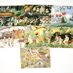 children of the Forest / Postcard by Elsa Beskow / picture / postcard /  Waldorf / season / nature table / season table / nostalgic