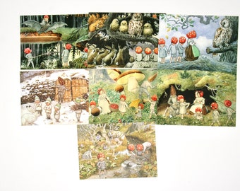 children of the Forest / Postcard by Elsa Beskow / picture / postcard /  Waldorf / season / nature table / season table / nostalgic