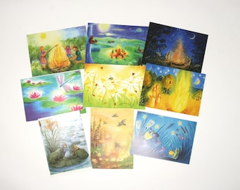 Einzel Postkarten Sommer 1 Johanni / Jahreszeitentisch / Waldorf / Meer / Schmetterlinge