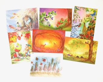 single cards Postcards autumn time 1 / harvest time / postcards / postcard /  Waldorf / season / nature table / Spring