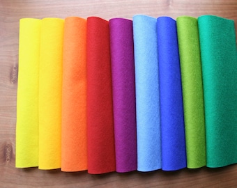 Wool felt rainbow colors package 9 pieces / handicrafts / material / new wool / wool / Waldorf / season table