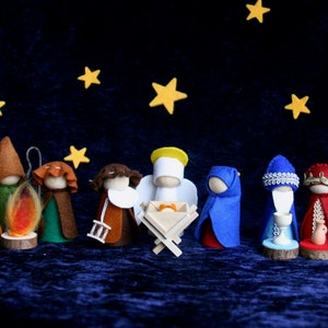 berço / Sagrada Família / 3 reis santos / Pastor / Inspirado Waldorf / Natureza Mesa Peg boneca natal Inspirado Waldorf