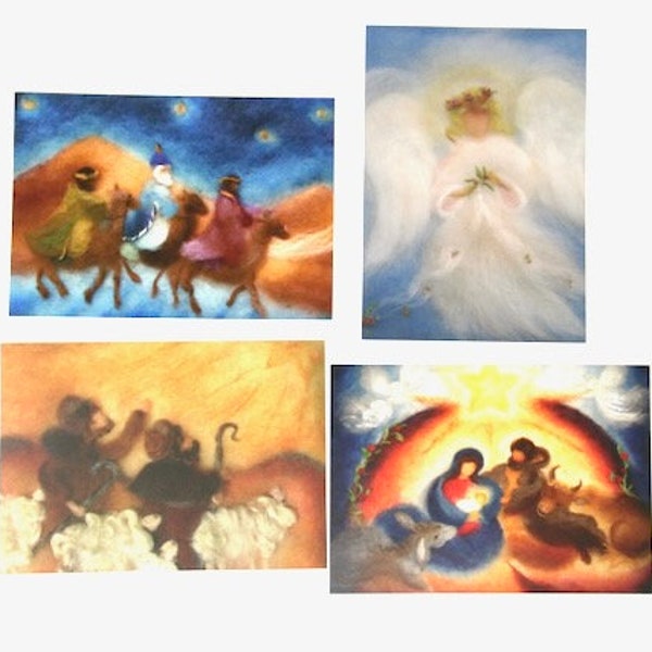 Wool Picture Postcards Set 3 / Christmas picture / postcard /  Waldorf / season / nature table  / Sertori-Kopp