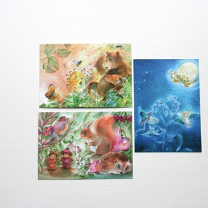 Lot de 2 cartes postales d'été / cartes postales / carte postale / Waldorf / saison / table nature