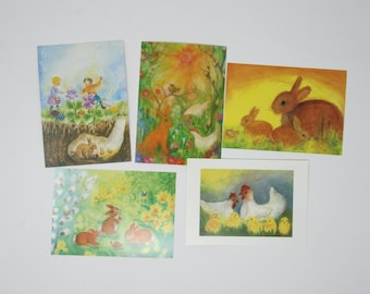 Einzel Postkarten Ostern / Jahreszeitentisch / Waldorf / Frühling / Marie Laure Viriot / schnee
